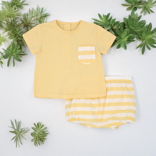 Yellow T Shirt & Candy Stripe Jam Pants