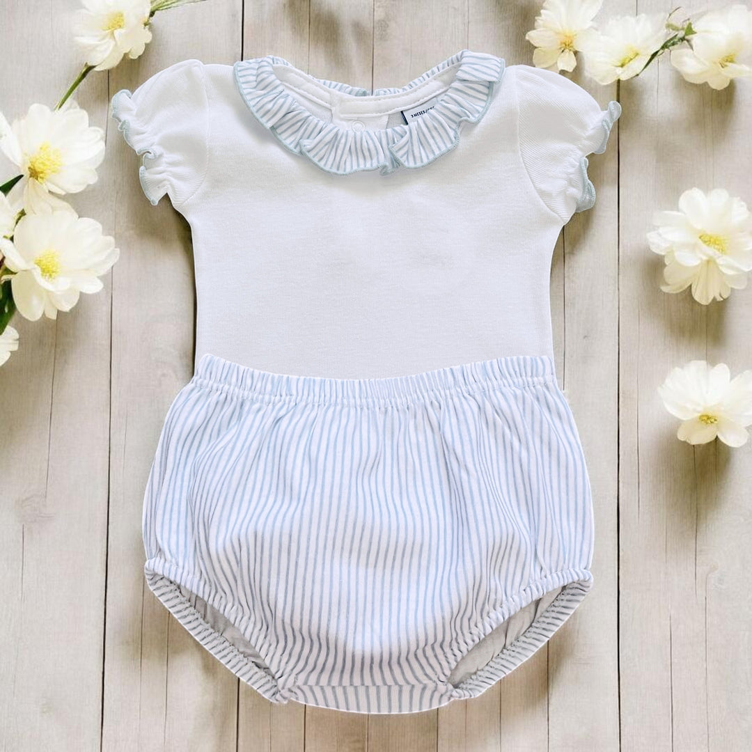 Babidu White & Blue Stripe Bodysuit & Bloomers