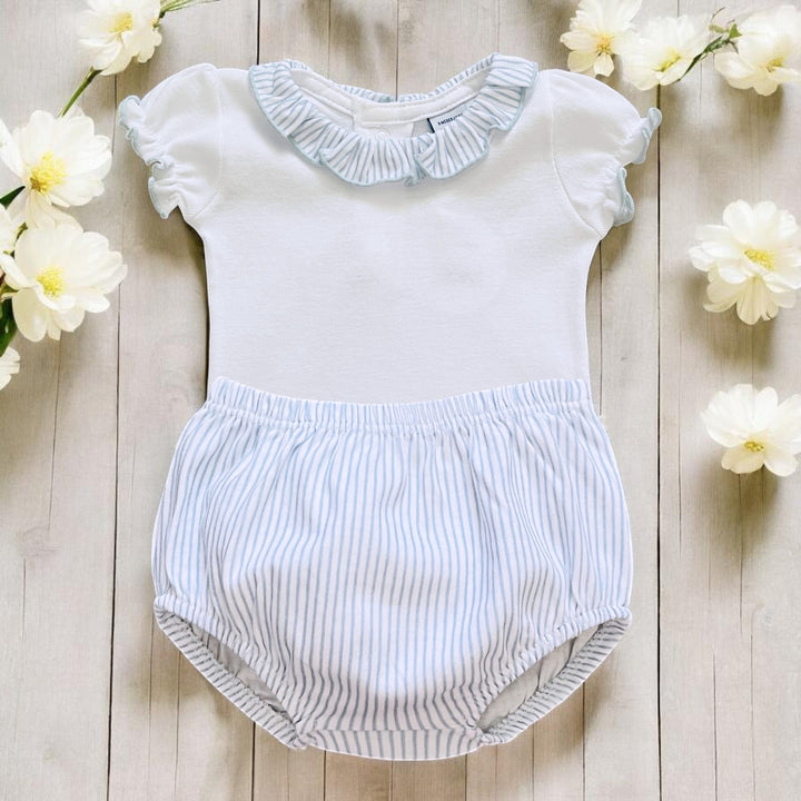 Babidu White & Blue Stripe Bodysuit & Bloomers
