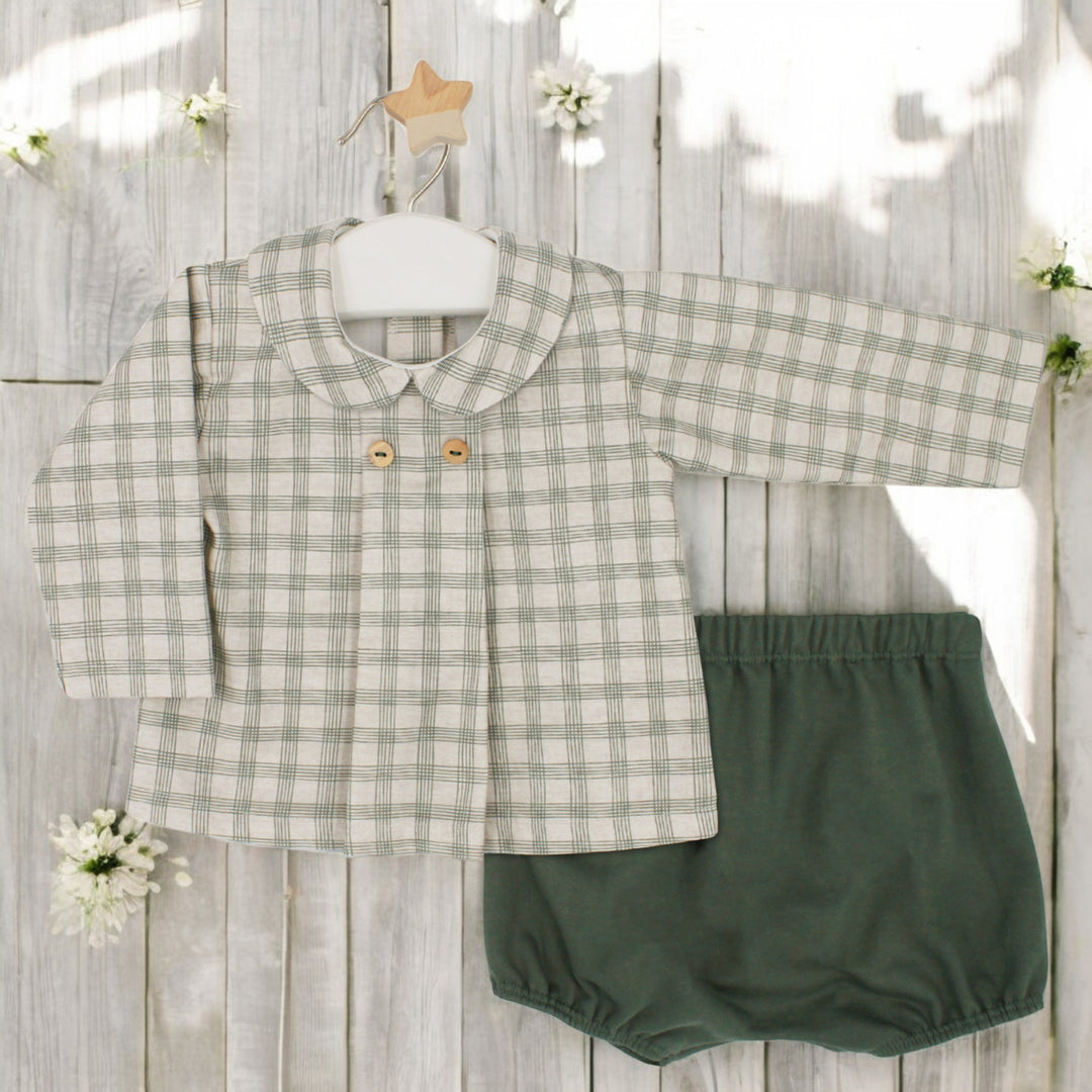 Rapife Green & White Check Top & Short Set