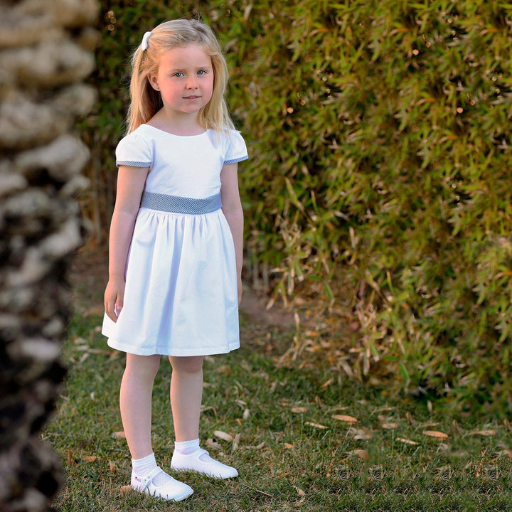 Rapife Girls White & Blue Dress