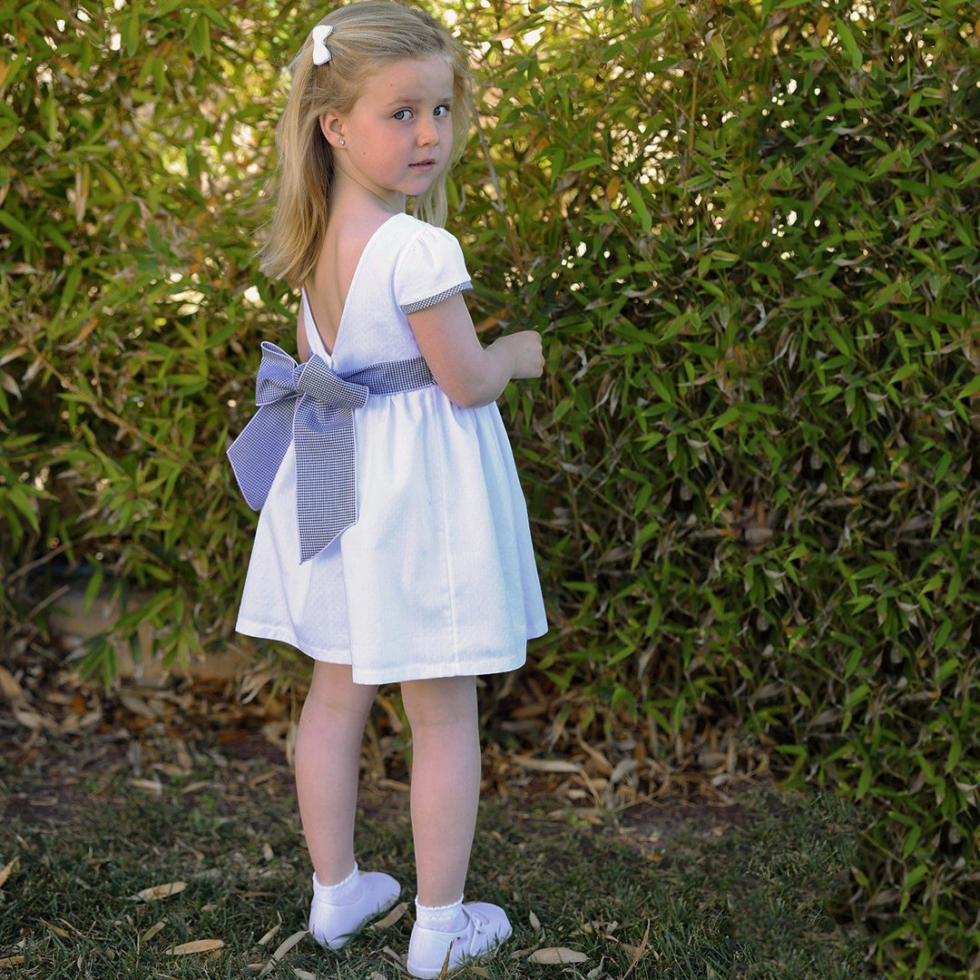 Rapife Girls White & Blue Dress