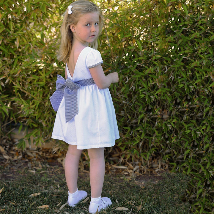 Rapife Girls White & Blue Dress