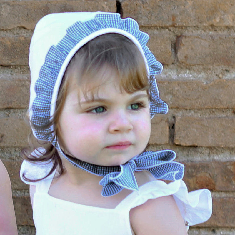 Rapife White & Blue Gingham Bonnet