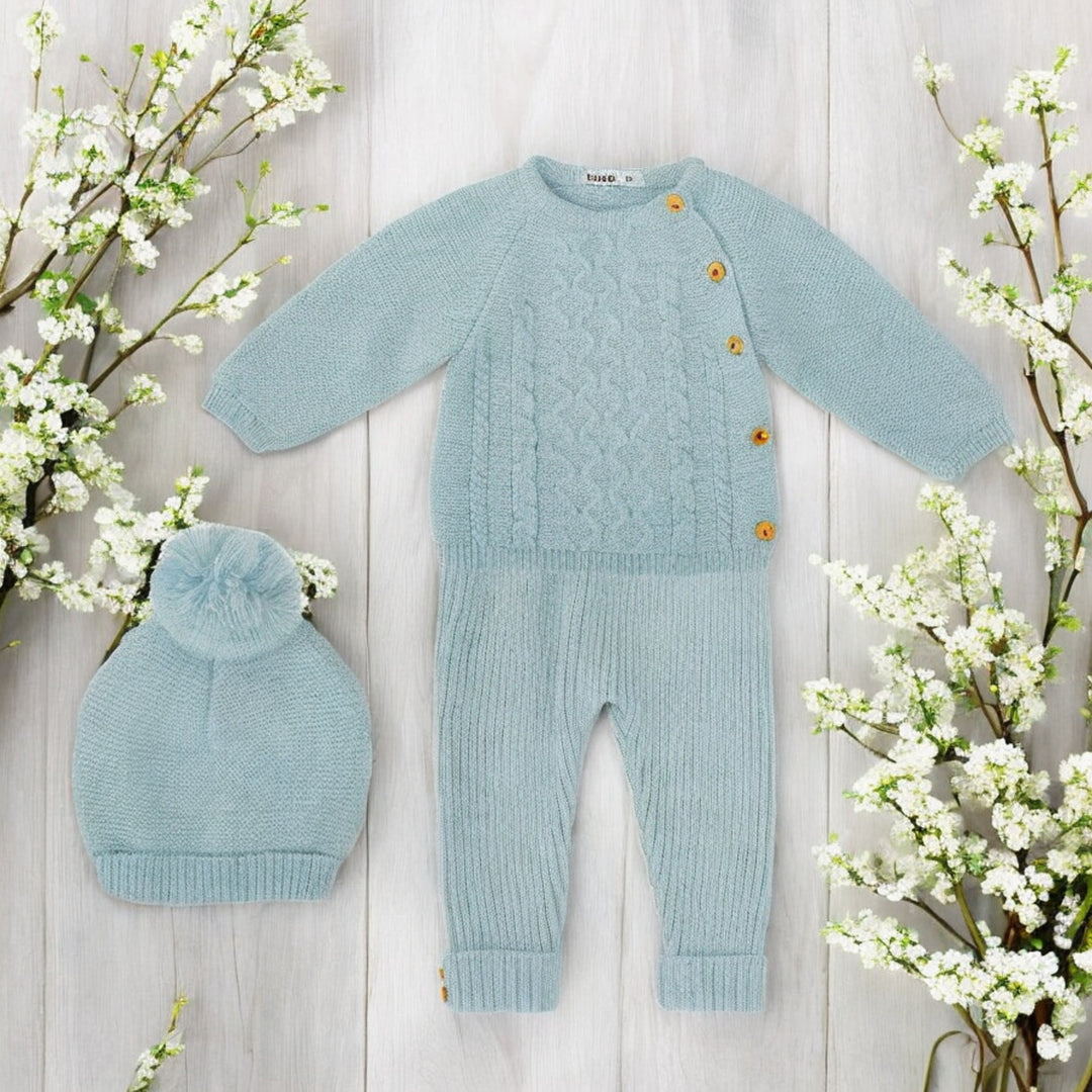 Babidu Duck Egg Blue Knitted Set