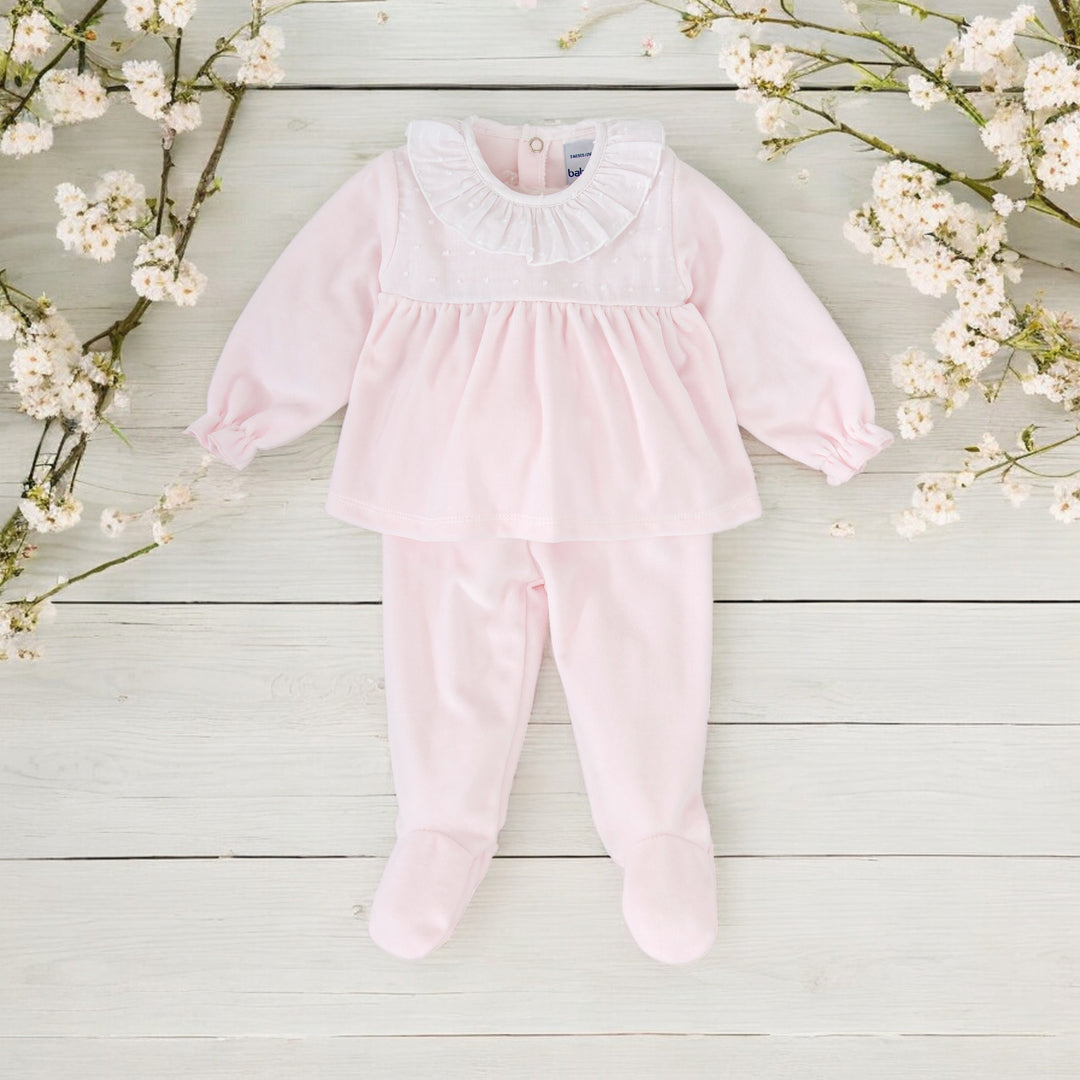 Babidu Pink Velour 2 Piece Sleepsuit