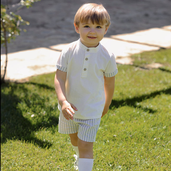 Rapife Boys Cream Shirt & Shorts Set