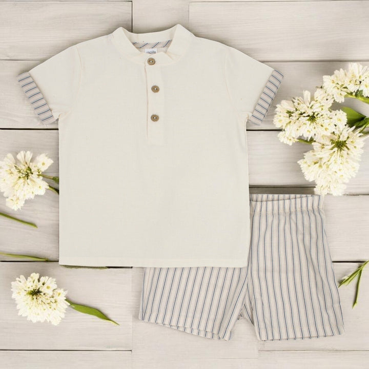 Rapife Boys Cream Shirt & Shorts Set