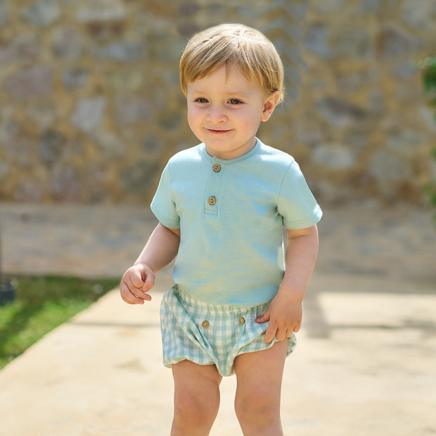Sage Green T Shirt & Gingham Jam Pants Set