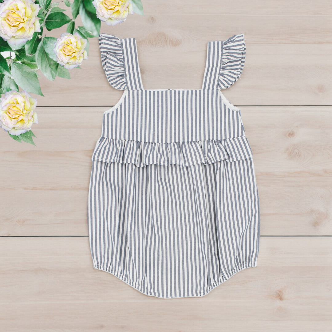 Indigo & White Stripe Romper