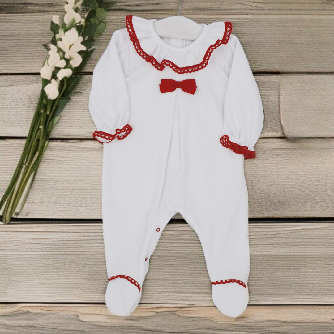 Rapife White & Red Bow Sleepsuit