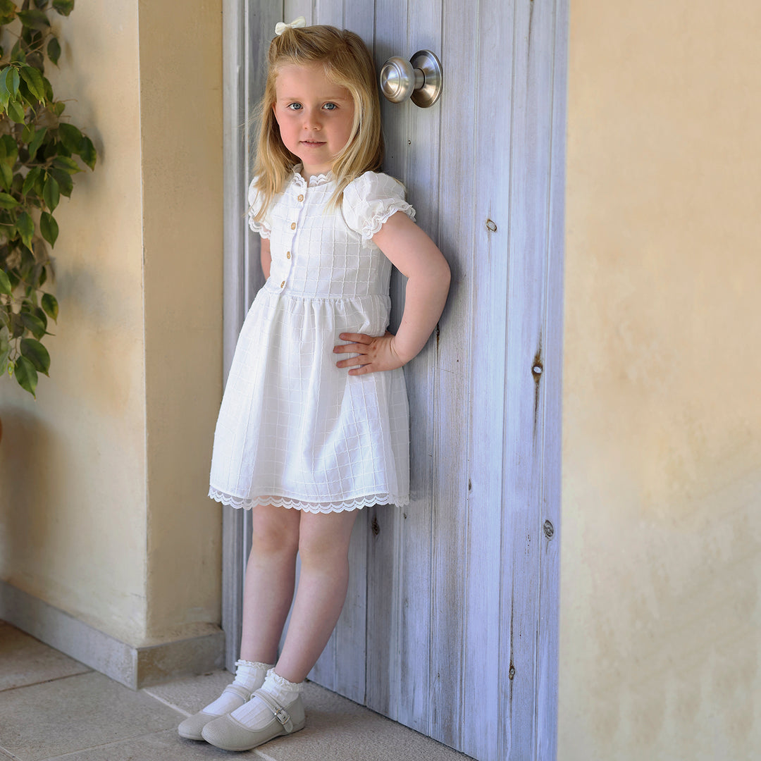 Rapife Girls Ivory Graph Check Dress