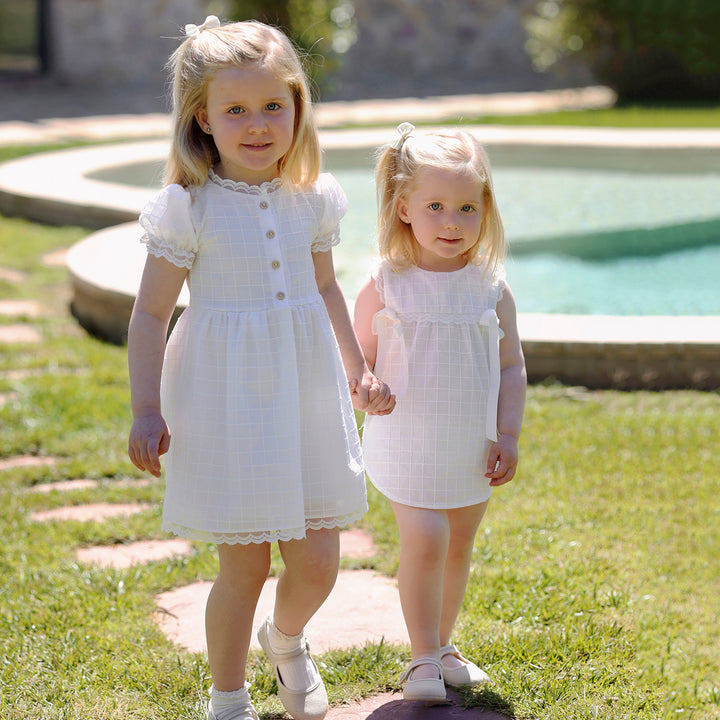 Rapife Girls Ivory Graph Check Dress