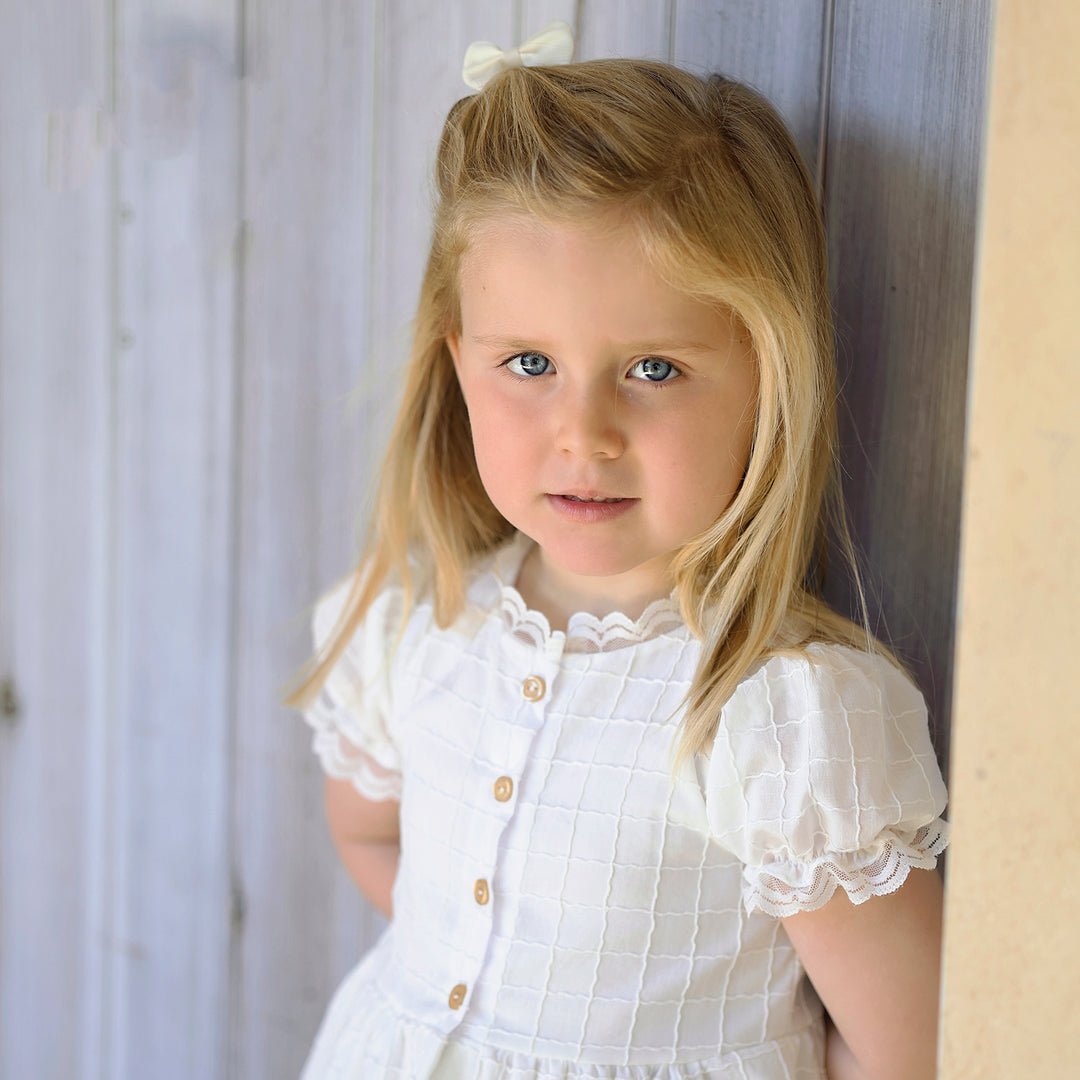 Rapife Girls Ivory Graph Check Dress