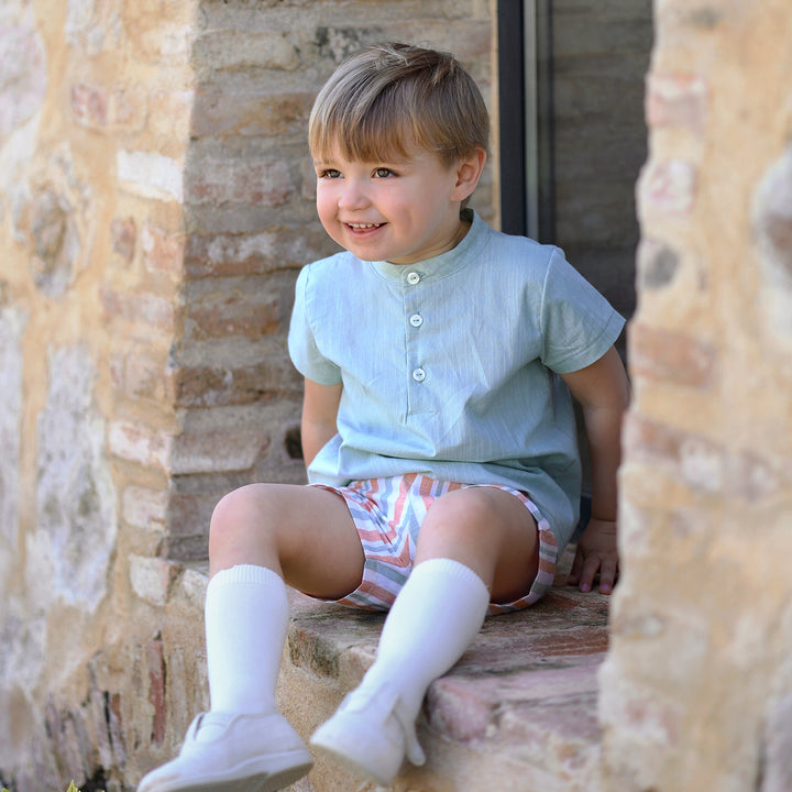 Boys Mint Green Shirt & Shorts Set