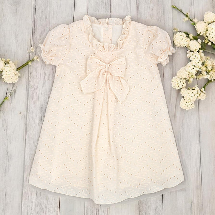 Champagne Broderie Anglaise Dress