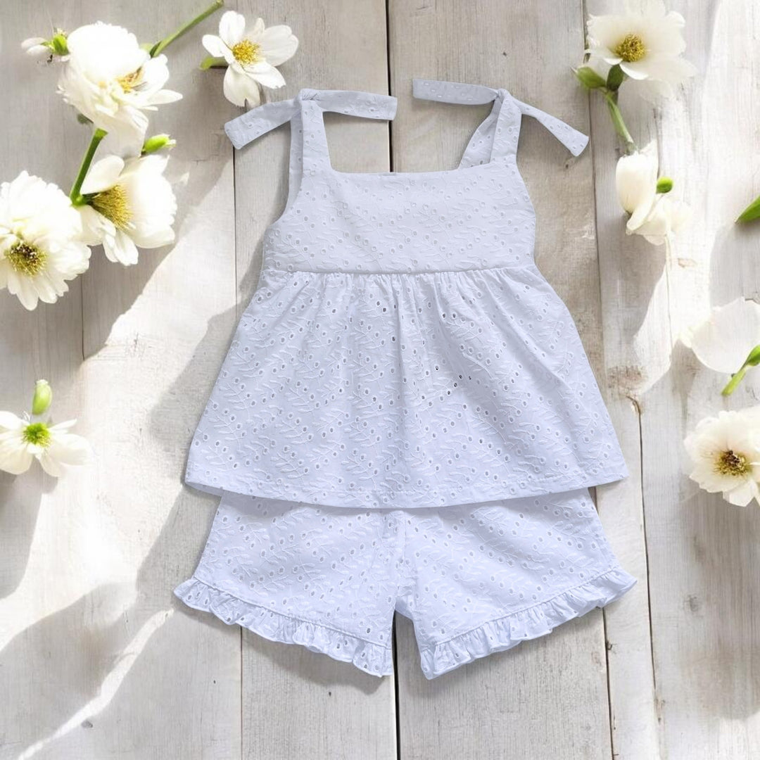 Rapife White Broderie Anglaise Top & Shorts