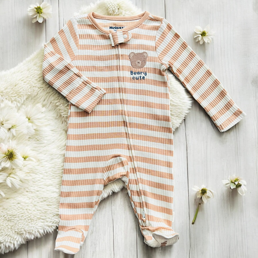 Huggies Tan & Cream 'Beary Cute' Sleepsuit