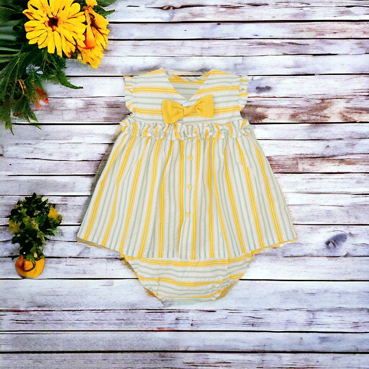 Yellow & Duck Egg Stripe Dress Set Back