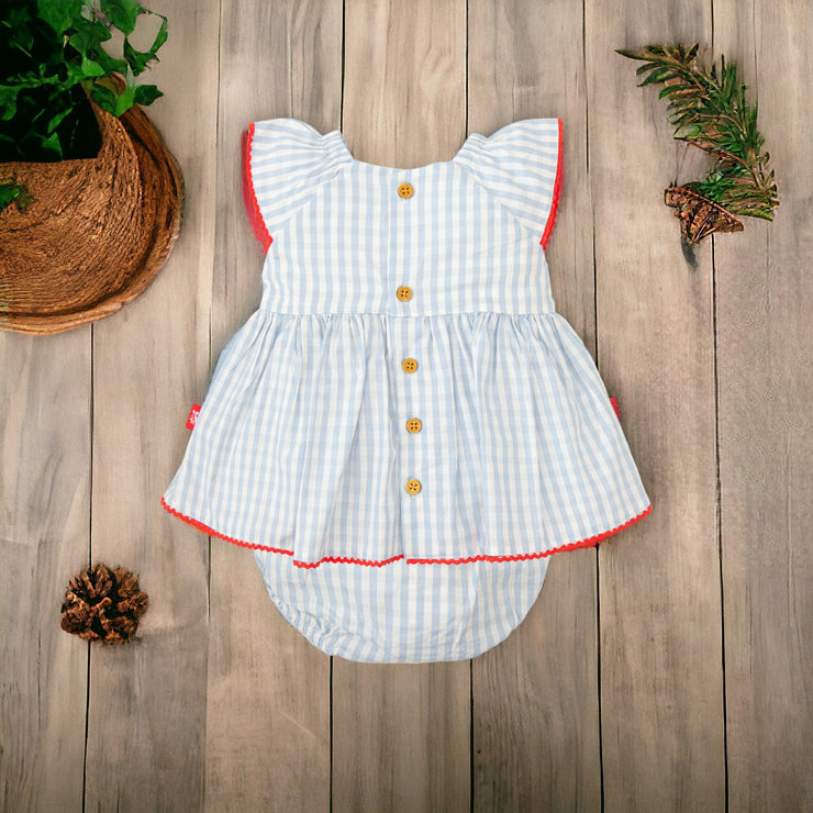 Blue & White Gingham Dress Set Back