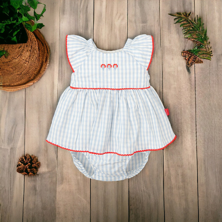 Blue & White Gingham Dress Set