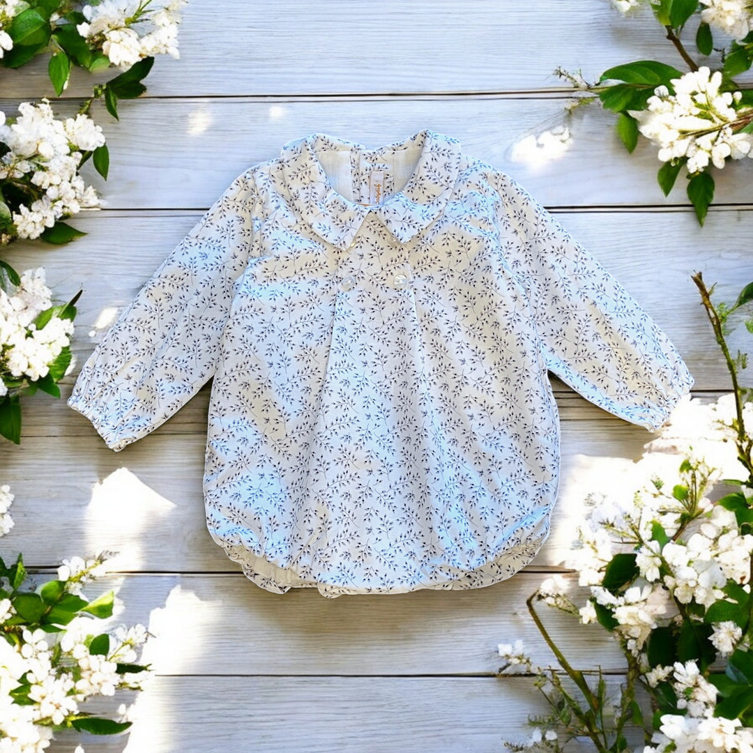 Baby Diff Bluish Grey Floral Print Romper