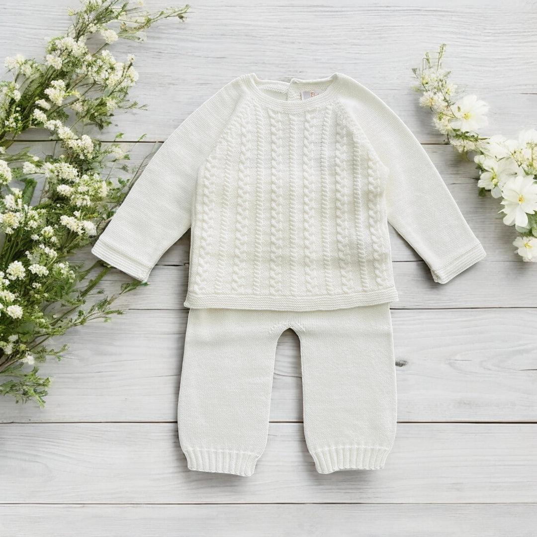 Baby Diff Cream Knitted Top & Bottoms