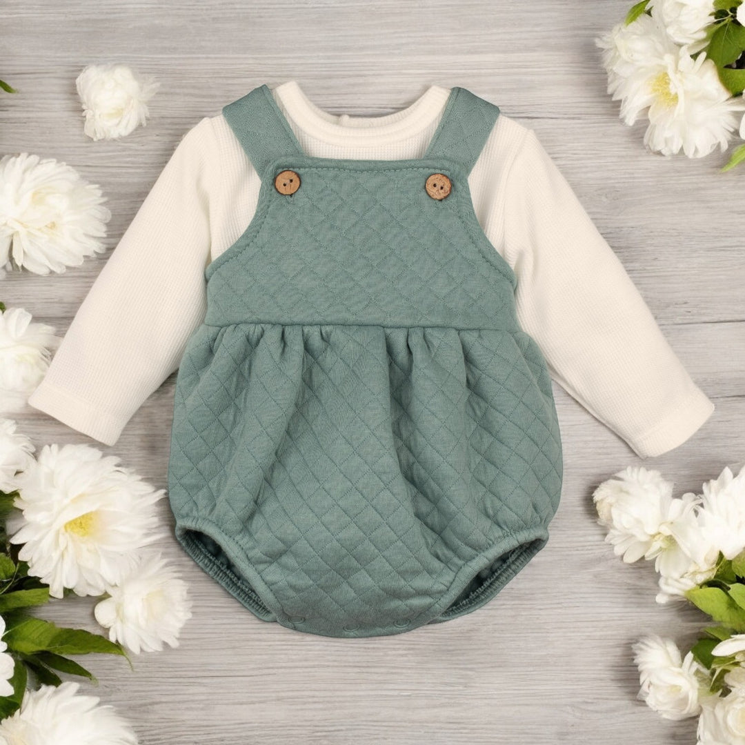 Cream top & Sage Green Romper