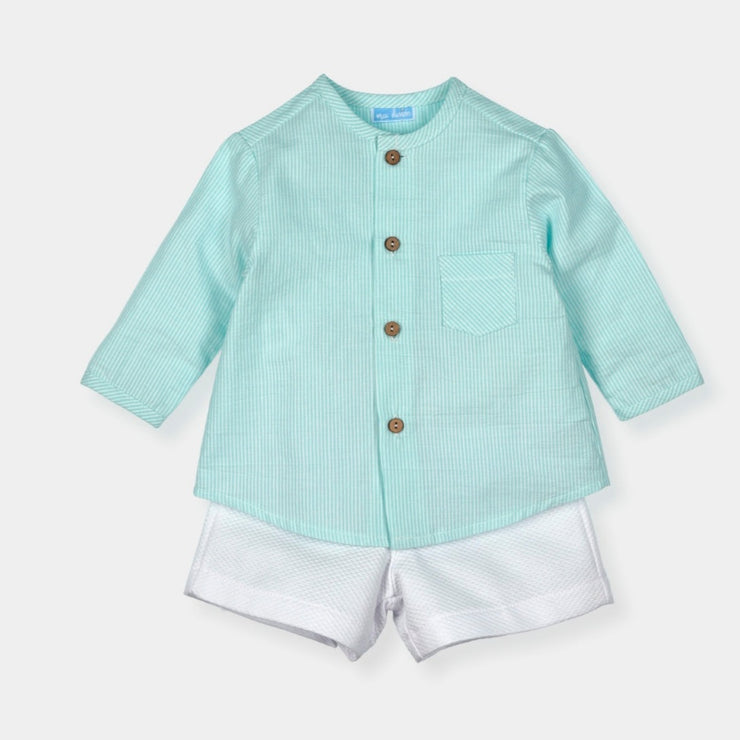 Mint Shirt & White Short Set