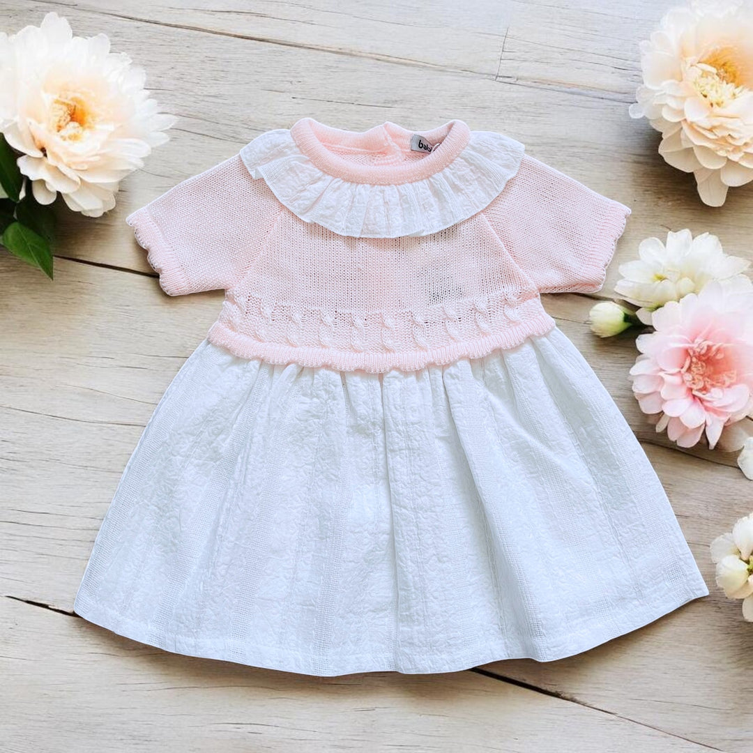 Babidu Pink & White Half Knit Dress