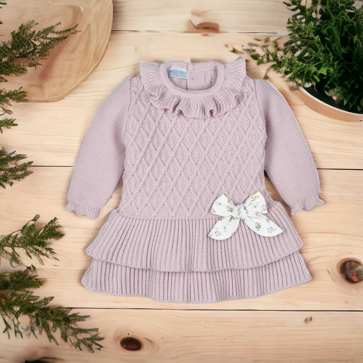 Lavender Knitted Ruffle Dress