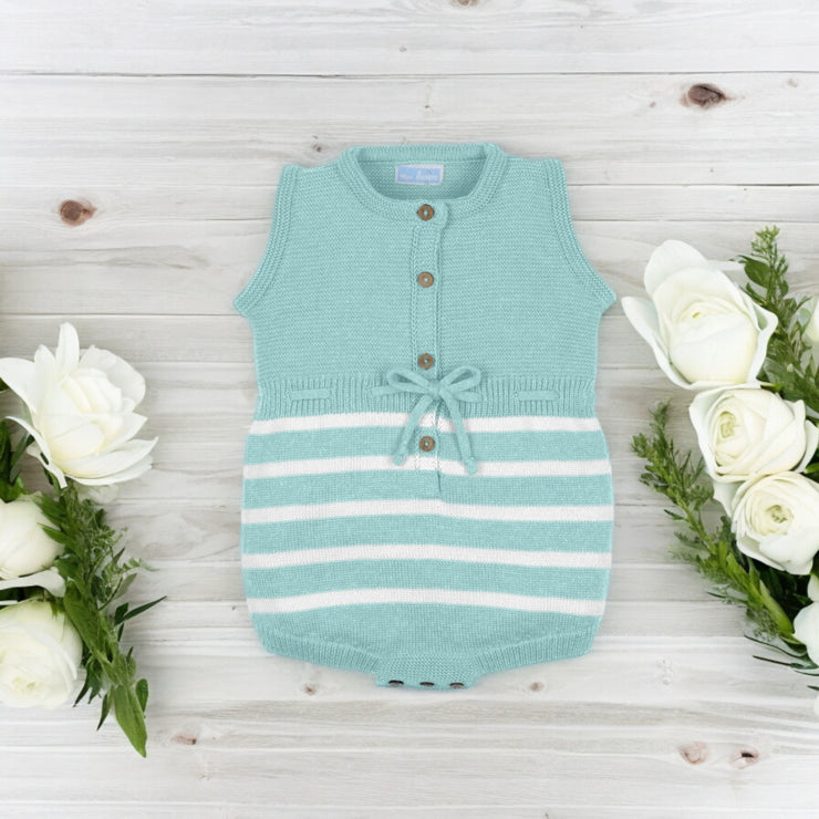 Mint Stripe Knitted Romper