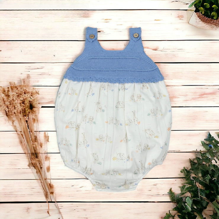 Blue Half Knit Romper