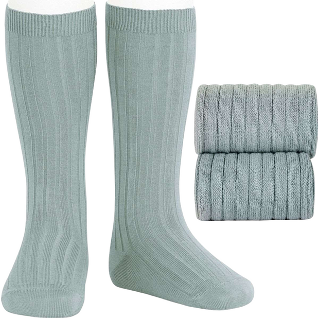 Dry Green Wide Ribbed Knee High Spanish Socks