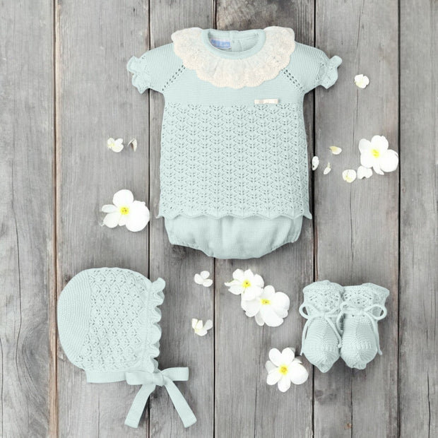 Mac Ilusion Pastel Green Knitted Four Piece Jam Pant Set