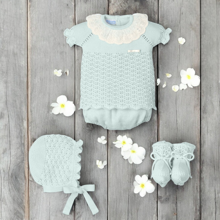 Mac Ilusion Pastel Green Knitted Four Piece Jam Pant Set