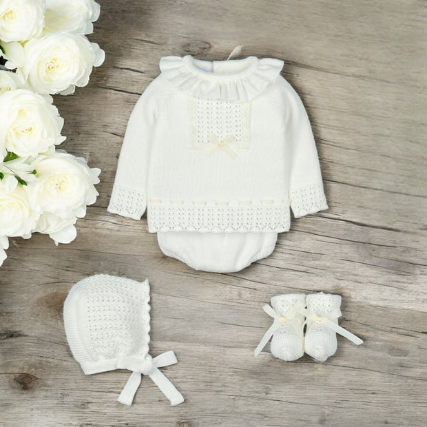 Cream Knitted Jam Pants set