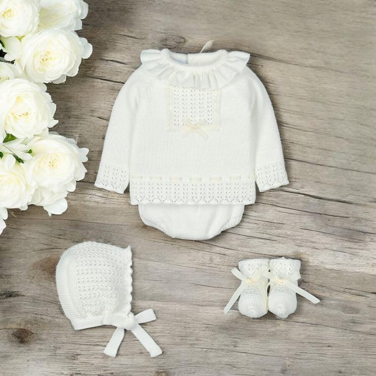 Cream Knitted Jam Pants set