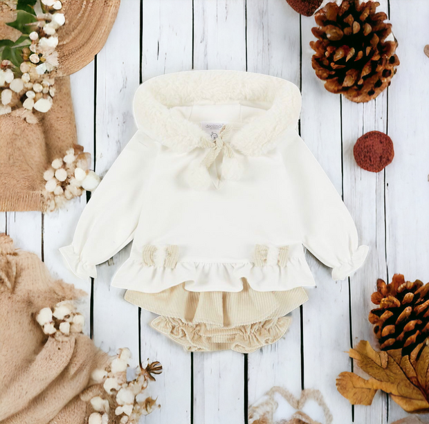 Ivory Faux Fur Top & Bloomers