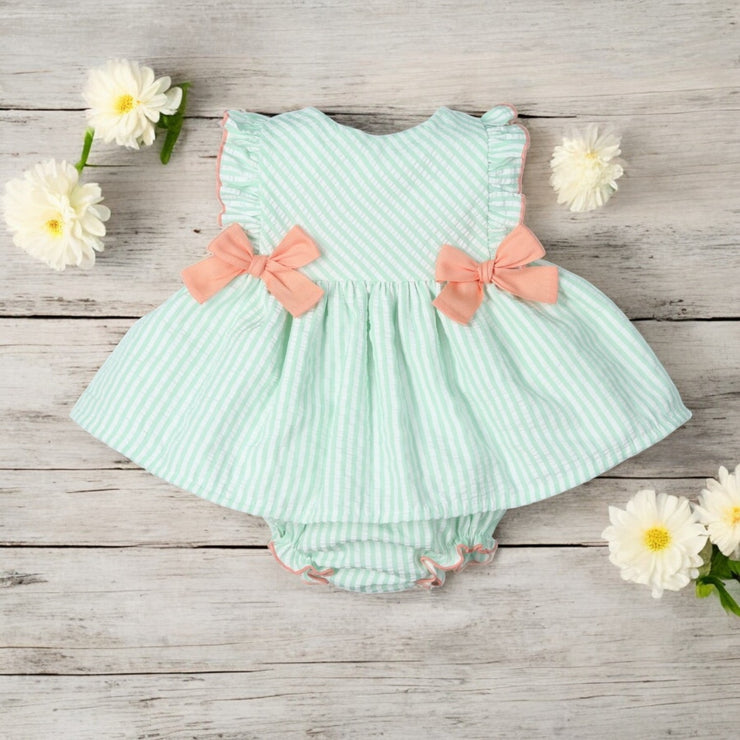 Mac ilusion Green & White Stripe Dress