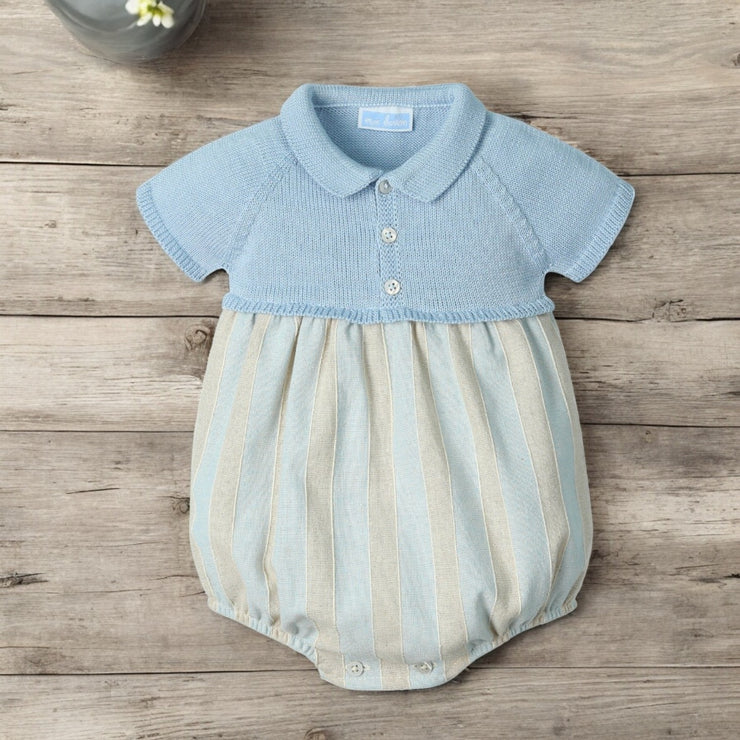 Mac Ilusion Blue Half Knit & Sand Stripe Romper