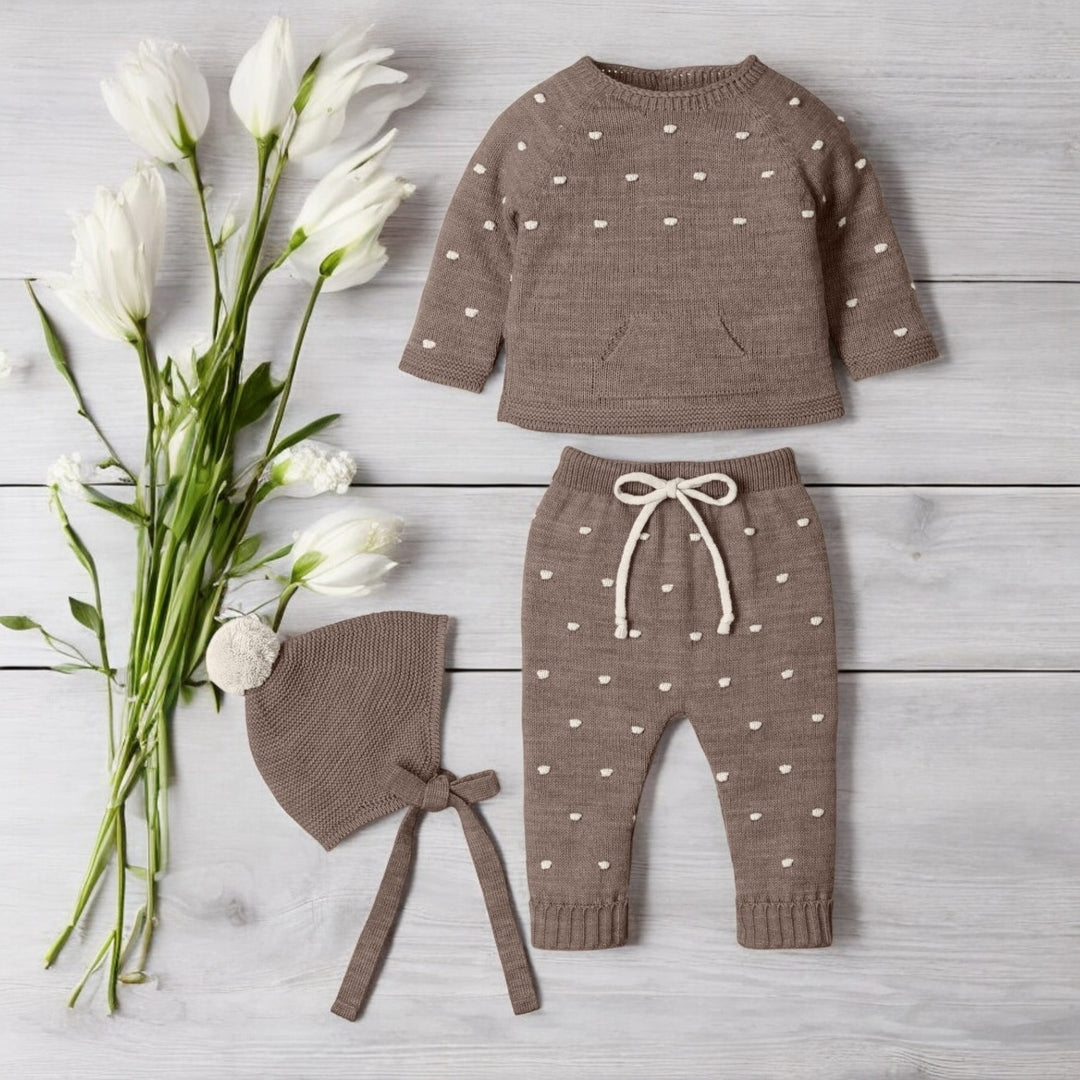 Mac Ilusion Mocha & Cream Knitted Three Piece Set