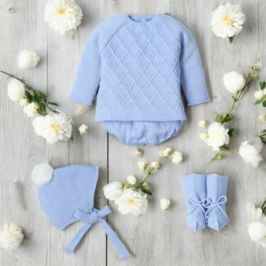 Mac illusion Baby Blue Knitted Jam Pants Set
