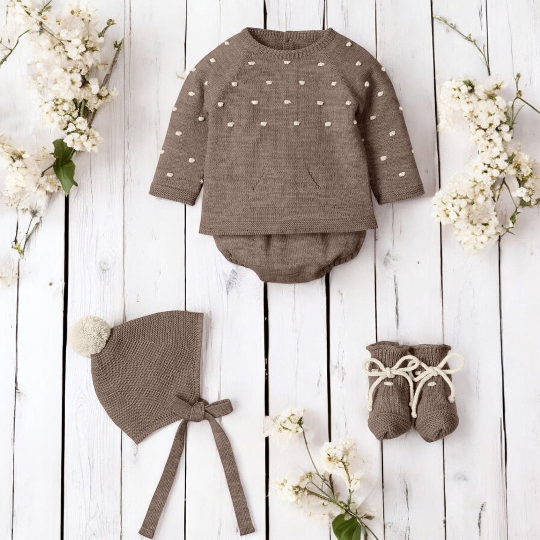 Mac Ilusion Mocha & Cream Knitted Jam Pants Set