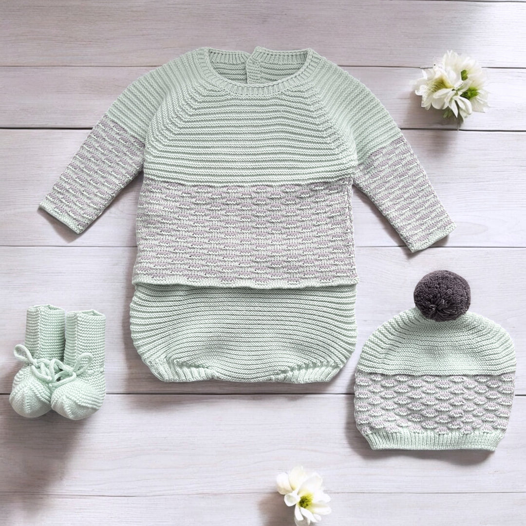 Mac ilusion Powder Green Ribbed Knitted Jam Pants Set