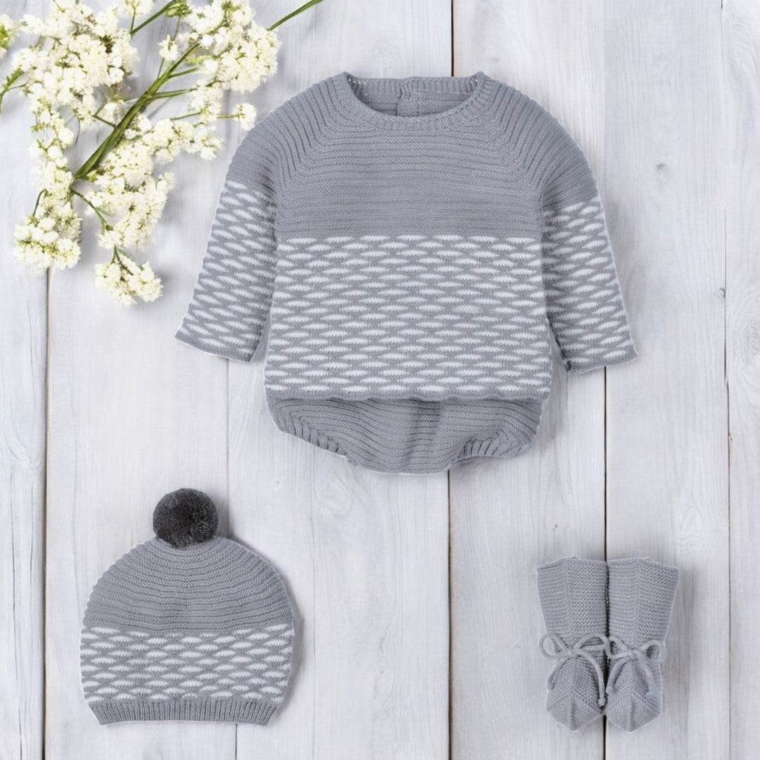 Mac ilusion Moon Grey Ribbed Knitted Jam Pants Set