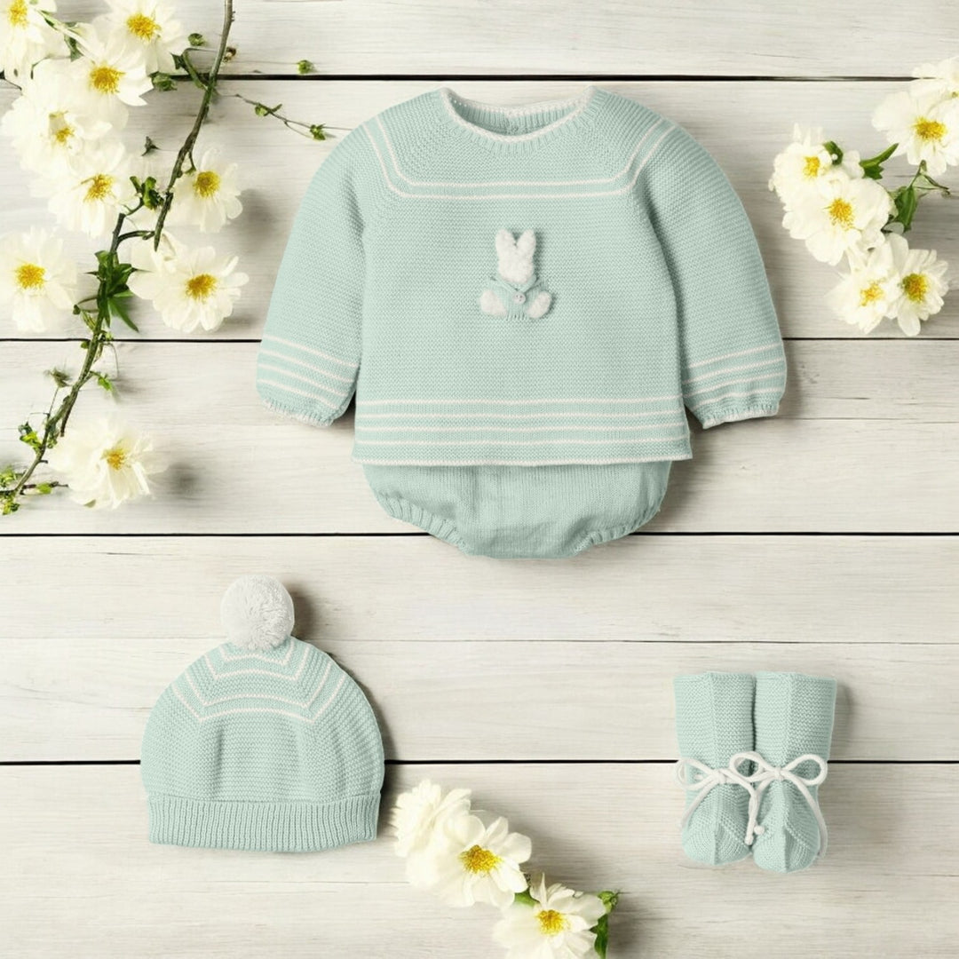 Mac Ilusion Powder Green & Oatmeal Knitted Bunny Jam Pant Set