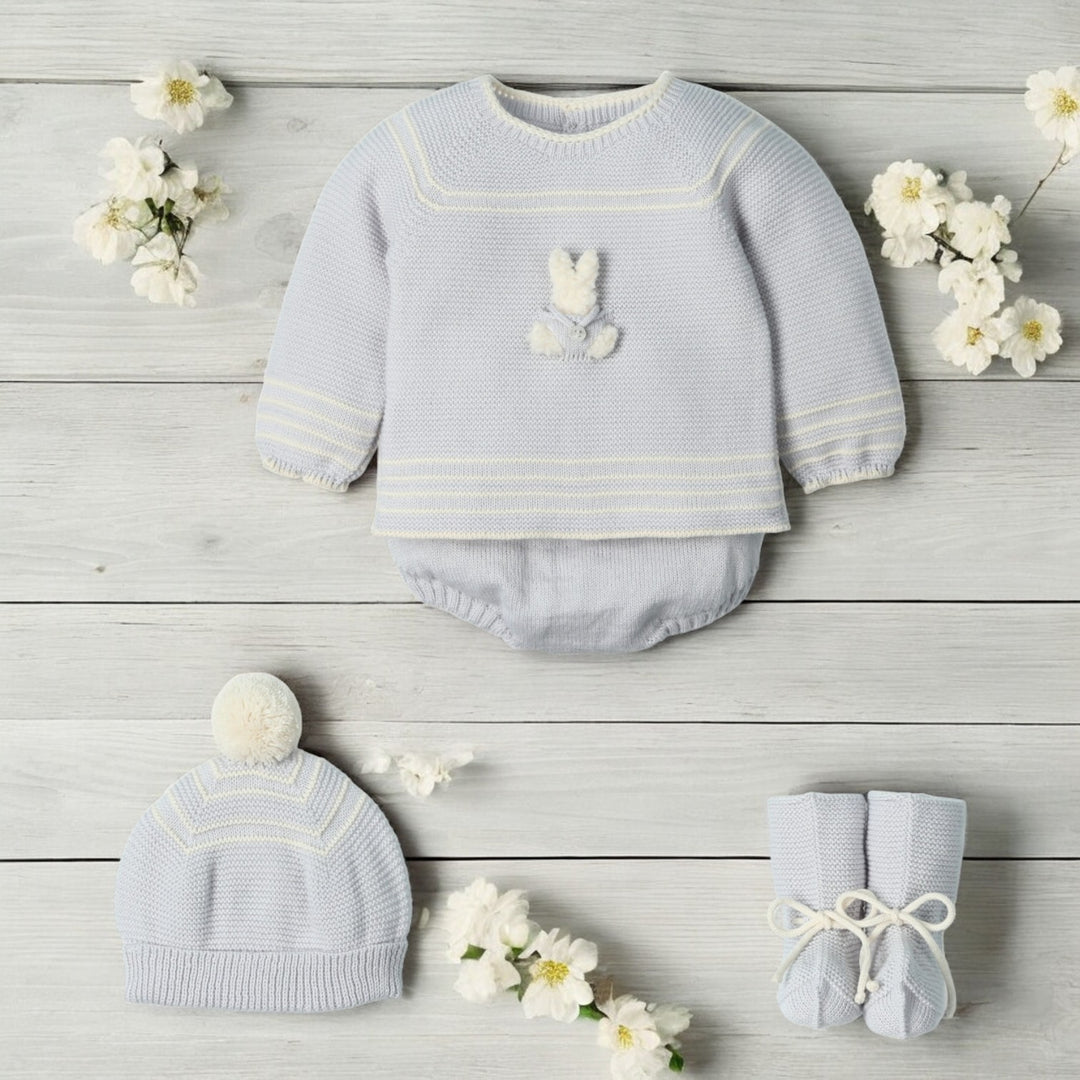 Mac Ilusion Pearl Grey & Oatmeal Knitted Bunny Jam Pant Set