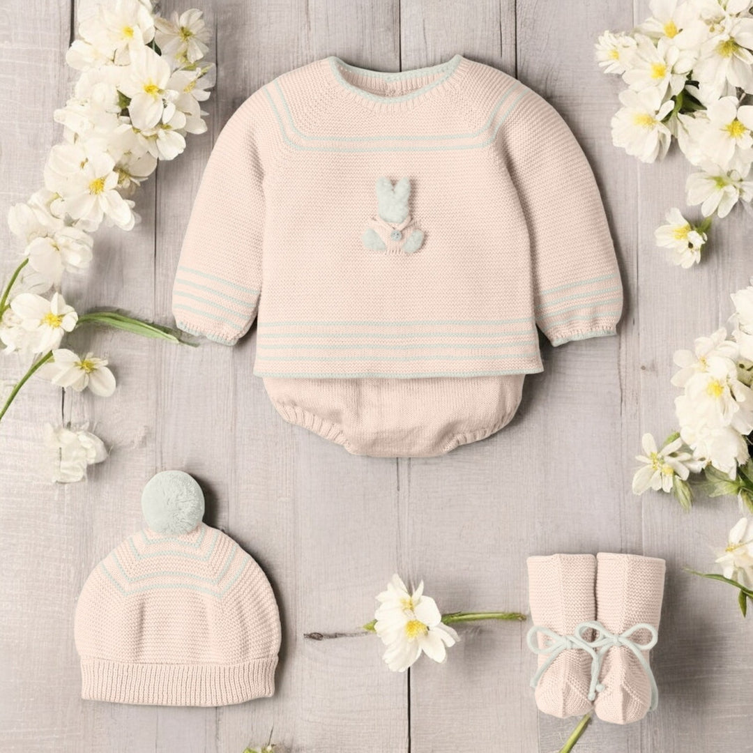 Mac ilusion Nude & Oatmeal Knitted Bunny Jam Pant Set