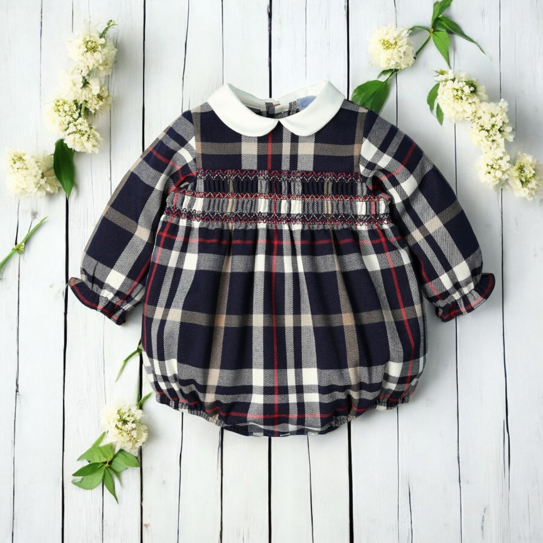 Mac Ilusion Navy & Cream Tartan Romper Tartan Romper